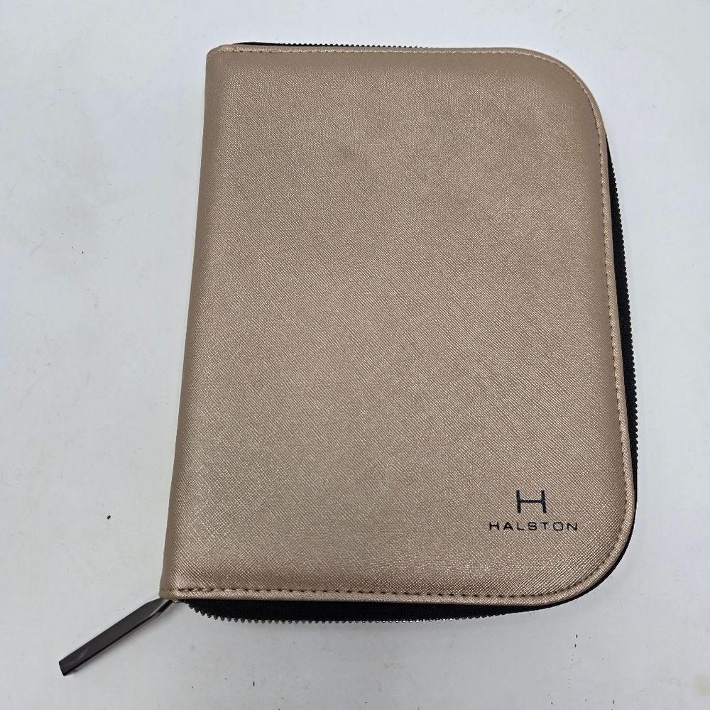 Halston Faux Leather Rose Gold Travel Jewelry Case New NWOT